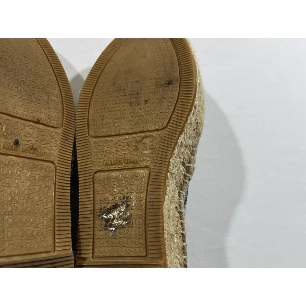Johnny Was Metallic Floral Embroidered Elysia Espadrilles Platform Shoes Sz 38